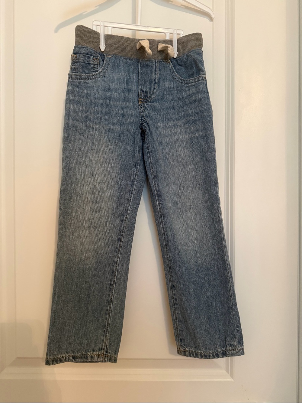 Boy’s Light Blue Denim Jeans with Gray Knit Waistband